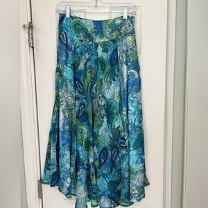 89th & Madison Teal Paisley A-Line Skirt